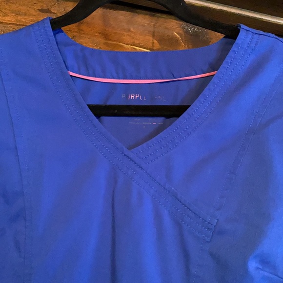 Healing Hands by Purple Label Jordan Mock Wrap Solid Scrub Top - Picture 3 of 6
